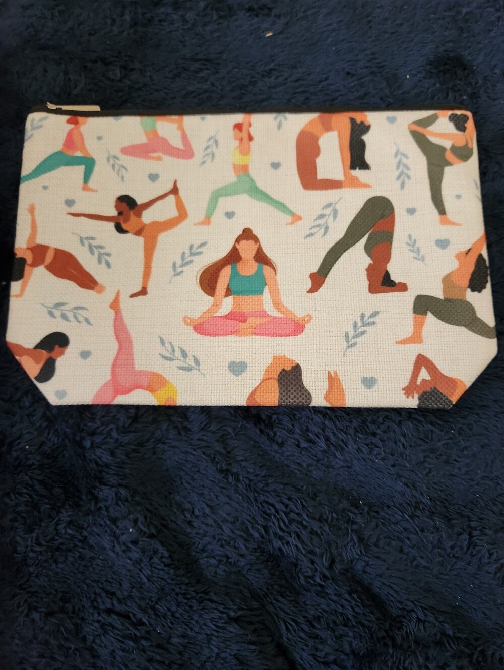 Yoga Print Canvas Zip Pouch